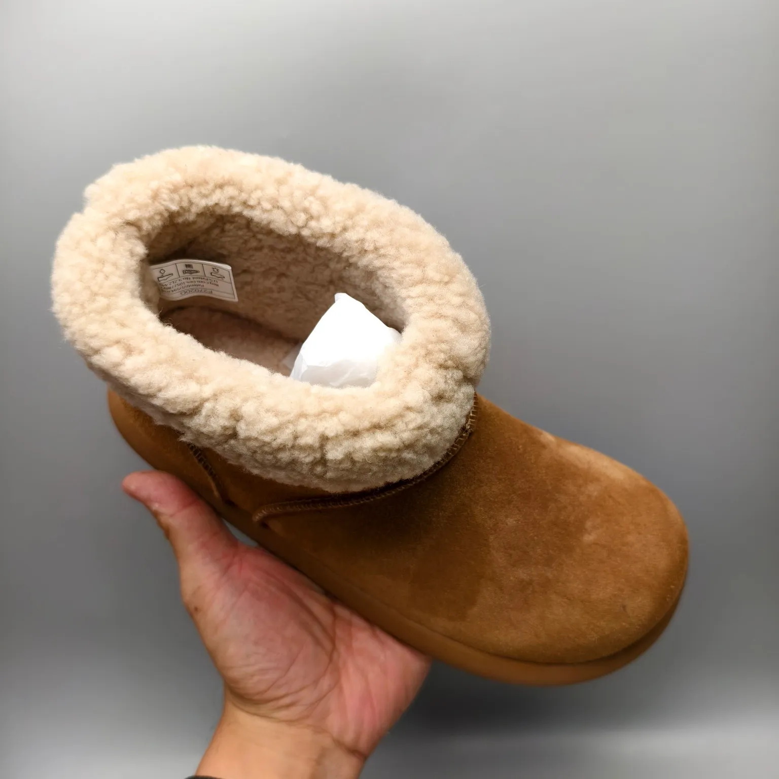 💰540 UGG sheepskin all-in-one snow boots 1618-5 rubber wear-resistant sole casual shoes Color: Gray Maroon Sand Matching size: 35-40